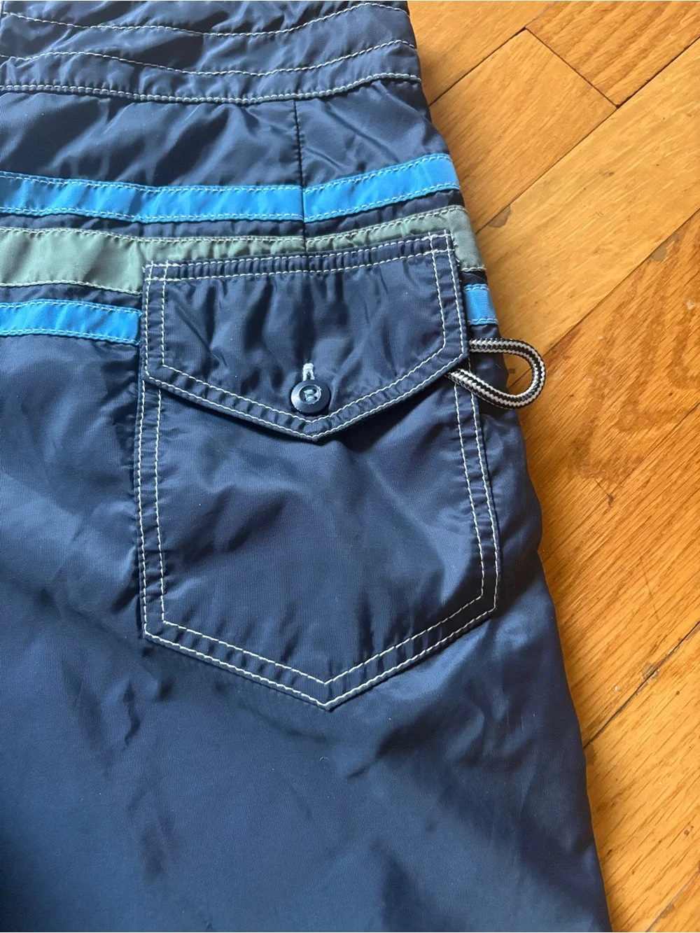 Birdwell Beach Britches 310 Board Blue Horizontal Stripes California Size 34